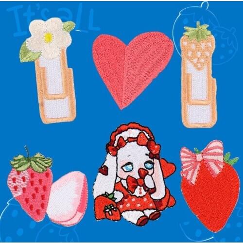 Kawaii Girl Fruit Patch for Clothing Iron On Cartoon Applique DIY Accessory Suppliers Sticker Strawberry Drink Patches