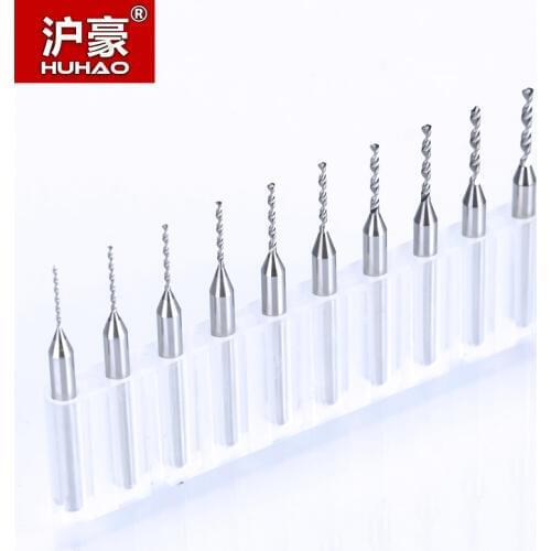 HUHAO 10PC 0.6mm to 1.5mm Carbide PCB mini drill Bit CNC tungsten steel for print circuit board 3.175mm drill bit set PCB Tool