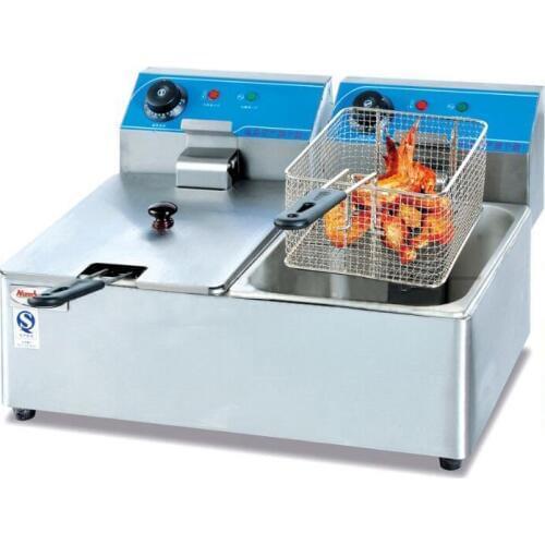 Commercial Electric Deep Fryer Double-tank Electric Frying Machine Stainless Steel Mechanical Control Electric Fryer DF-8L-2