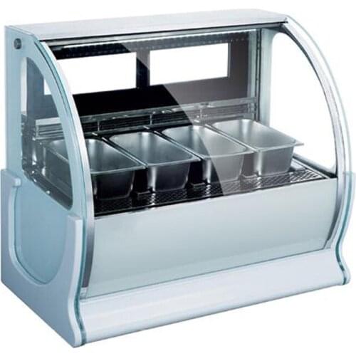 Commercial Ice Cream Display Cabinet Stainless Steel Hard Ice Cream Freezers 6 Round Barrels Freezer 850W