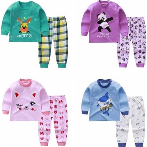 Baby Girl Long Sleeve Set Autumn/winter Toddler Clothes Pure Cotton Underwear Suit Printed Cartoon Infant Sets Baby Pajamas Set