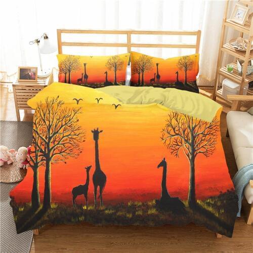 A Bedding Set 3D Printed Duvet Cover Bed Set Giraffe Home Textiles for Adults Bedclothes with Pillowcase #CJL33