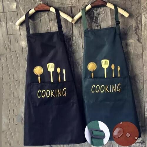 Hand Towel Apron Waterproof and Oil Stain Kitchen Cooking Apron Knife Fork Picture Polyester Adjustable Baking Clean Home Tools