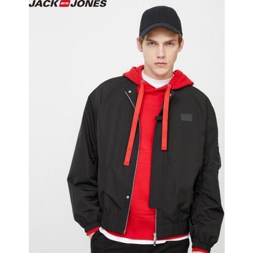 JackJones Mens Pure Color Straight Fit Baseball Collar Fashion Jacket Biker Windproof Mens Jacket Menswear| 220121517