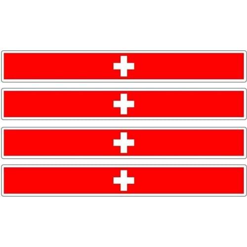 Hot 4pcs Patriotic Stickers Flag Stripes Vinyl PVC 13cm X 1.7cm Car Motorcycle Reflective Tuning Swiss Car Sticker