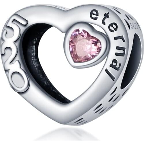 Hot Sale Colorful Love Heart Beads Fit Original 3mmBracelets 100% Real Sterling Silver Charms DIY Jewelry Making For Women