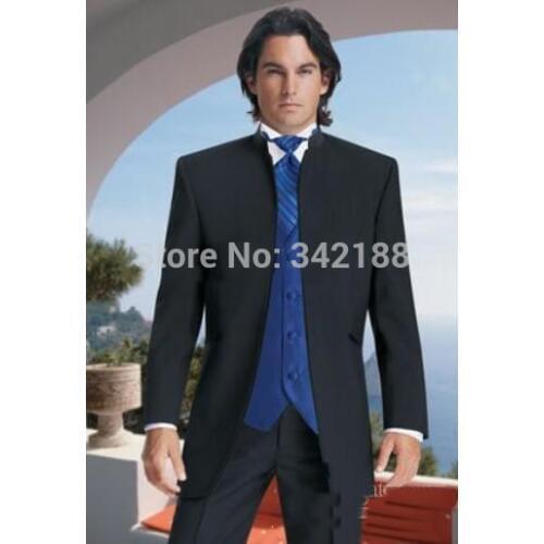 Best selling - Classic Black Stand Collar Groom Tuxedos Groomsmen Best Man Suit Men Wedding Suits/wester suitswedding men clothe