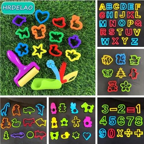 Hot Slimes Soft Clay Flower Animals Letter Number Tool Plasticine Modeling Cutter Plastic Sculpture Play Dough Toys for children