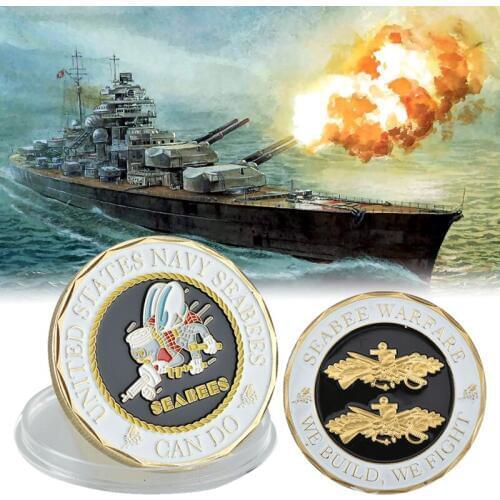 WR United States Navy Seabees Coins Collectibles Gold Copy Coins Seabee Warface Collection Coins Birthday Gifts Box Dropshipping