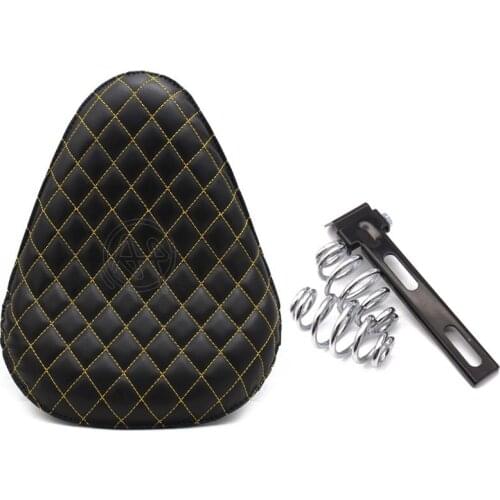 Motorcycle Balck PU Leather Solo Seat + Spring Bracket for Harley Dyna Sportster 883 1200 XL Custom Bobber Chopper