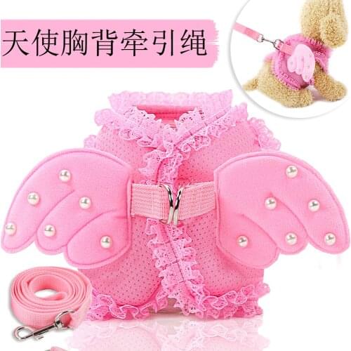 Princess pearl angel dogs cats chest straps traction rope pet supplies the spring/summer for breathable traction chest straps