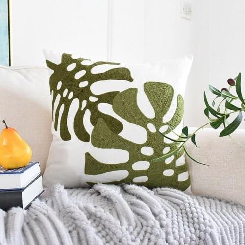 45 * 45cm Embroidery Plant Pillowcover Throw Cushion Cover Living Room Decoration Sofa Bed Office Waist Pillowcase 40820