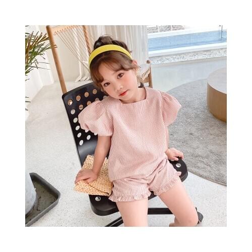 2020 Summer New Baby Girl Plaid Cute Suits Kids Short Sleeve T Shirt+shorts 2pcs Suits Toddler Lovely Cute Korean Sets 2-7 Years