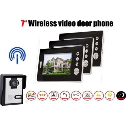 NEW 7" wireless color video door phone, with taking photo function ,nightvision,waterproof (1 to 3)