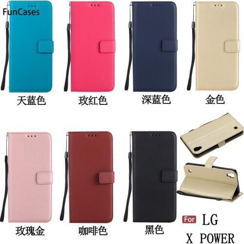Pure Color Wallet Phone Case sFor Carcasa LG X Power Soft Silicone Phone Case Mobile Sports Phone Etui Case For LG X Power Ultra