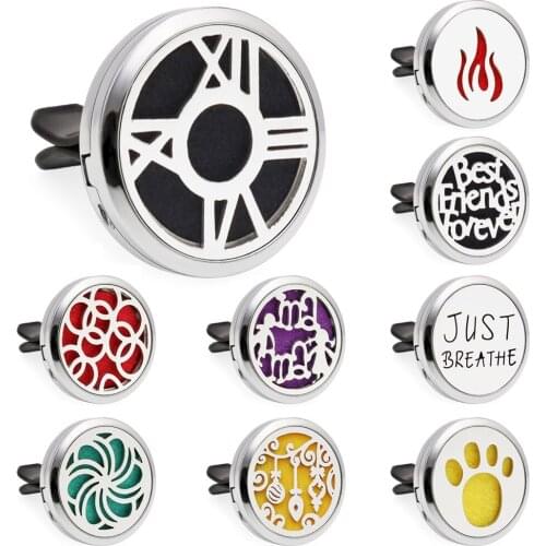 Roman Letter Fire Essential Oil Perfume Car Diffuser 30mm Magnetic Open Locket 10pcs Pads Free