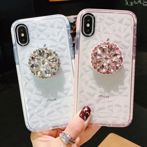 Luxury Glitter Diamond Soft Case For iPhone 11 12 Pro X XR XS Max 6 7 8 Plus 3D Bling Crystal Holder For Samsung S9 S10 Note10 9