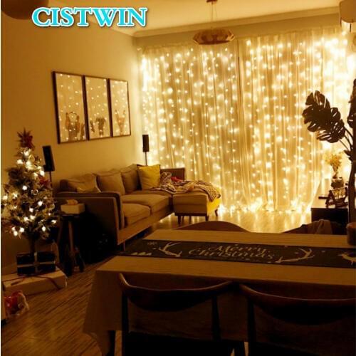 Christmas Lights New Year Wedding Party Waterfall Light Curtain Strip Wreath 3m LED Light String Decoration Warm White Icicle