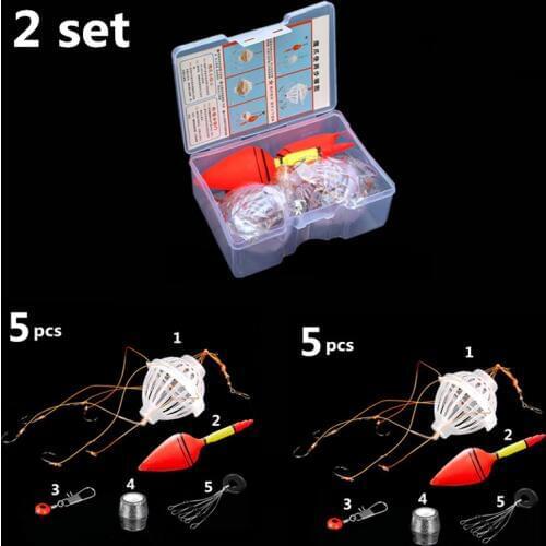 2Set 10Pcs 1Sst 5pcs Fishing Tackle Tool Carp Fishing Float Bobber Sea Monster with 6 Strong Explosion Hooks Fishing Equipment