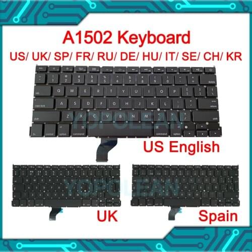 A1502 Keyboard Replacement For Macbook Pro Retina 13" a1502 US UK French Spain German Russian Italy Korean keyboard