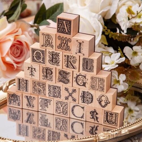 Vintage Letter Series Wood Stamp Alphabet Wooden Rubber Stamps For Scrapbooking Handmade Card DIY Stamp Photo Album Craft