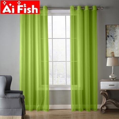 Green European and American style Window Screening Solid Door Curtains Drape Panel Sheer Tulle For Living Room AP184#30
