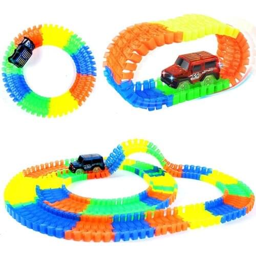 Railway Magical Glowing Flexible Track Rail Car Toys Bend Flexible Flash in the Dark LED Cars Racing Track Toys for Children