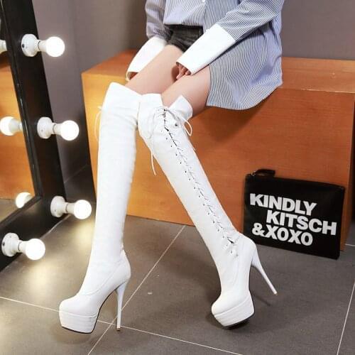 2020 New Sexy Nightclub Ultra-high Heel Large Size 34-46 Stretch Skinny Roman Over The Knee Boots Women Boots Thigh High Boots78