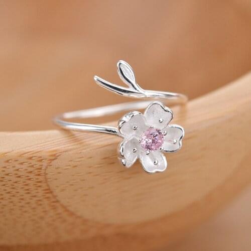 Bohemian Creative Irregular Pink Cheery Flower Rings For Women Vintage Knuckle Finger Ring Trend Geometric Jewelry