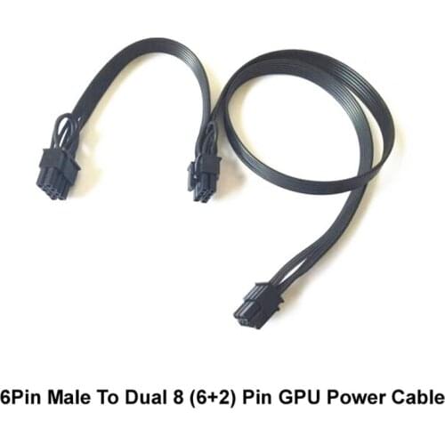 10PCS PCIE GPU Power Extension Cable 6Pin Male To Dual 8Pin (6+2 Pin) Male Graphics Card Power Cable 18AWG