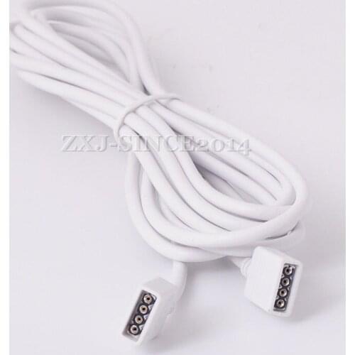 1x 5m 4Pin Extension Connector white Wire Cord Cable For RGB 5050 3528 Led Strip