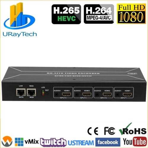 4 Channels MPEG-4 H.264 HDMI to IP Video Encoder Live Streaming HD Video IPTV Encoder for HDMI to HTTP RTSP RTMP UDP HLS H.264