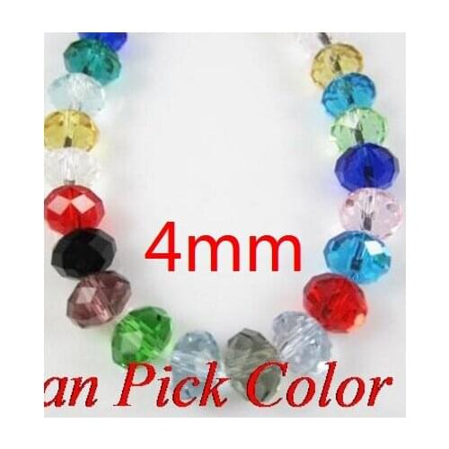 4mm 500pcs/lot white e6343 multicolor Mixed black Crystal Glass Faceted Rondelle Beads strand loose spacer bead bracelet DIY