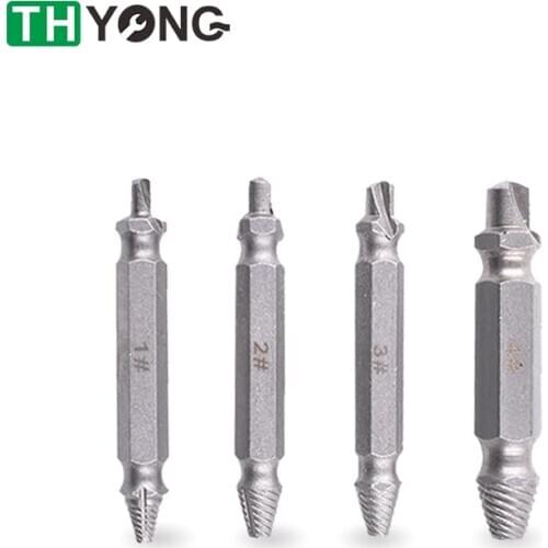 4Pcs HSS Double Ended Screw Extractor Damaged Screw Extractor Remover Drill Set Broken Speed Out Bolt Stud Removal Tool