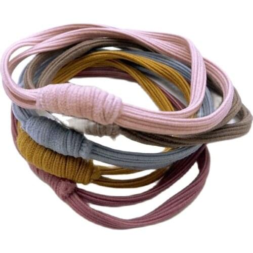 Lot 5Pcs Double Layer Flat Tie Elastic Hair Band Ring Rope Ponytail Holder Women Lady Girl Fashion Accessory Size 5cm