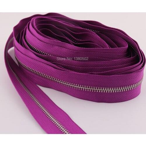 5Yards 5# Purple Color 32mm Width Metal Teeth Zippers Nylon For Handbag Bag Shoes Luggage garment Sewing Jeans Accessories