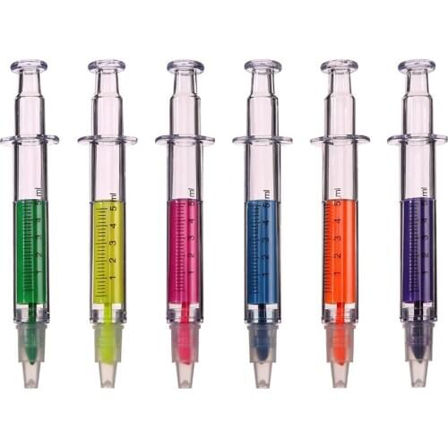 6pc Syringe Highlighter Pens with 6 Colors