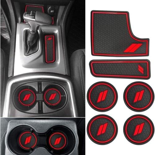 6Pcs Car Water Cup Holders Latex Anti-Dust Mat Non-Slip Door Slot Pad Mat Interior for Dodge Charger 2015-2021