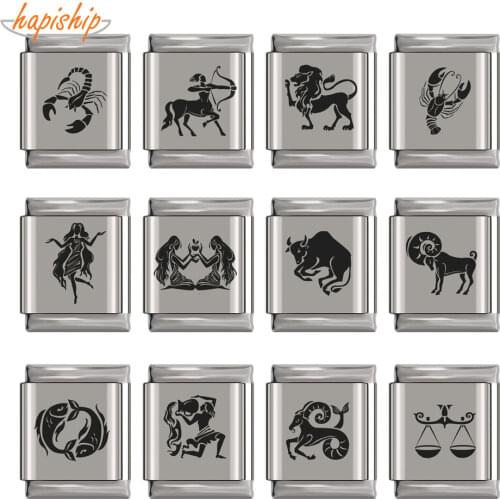 Hapiship 2019 13mm Width Original Daisy 12 Constellation Charm Fit 13mm Bracelet Stainless Steel Jewelry Making DJ160