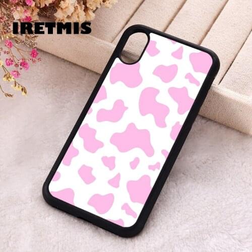 Iretmis 5 5S SE 2020 phone cover cases for iphone 6 6S 7 8 Plus X Xs XR 11 12 MINI Pro Max Soft Silicone TPU Pink moo moo