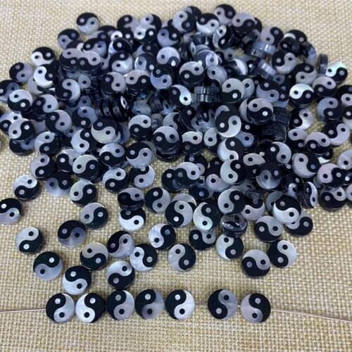 10Pcs/lot Black White Round Gossip Tai chi Shell Beads Evil Eyes Yin Yang Shell Beads for DIY Necklace Bracelet Jewelry Making