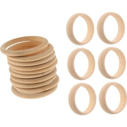 16-Pack Mixed Sizes Natural Unfinished 8mm, 22mm Wide Wooden Cuff Bangle Bracelet DIY Wood Art Crafts