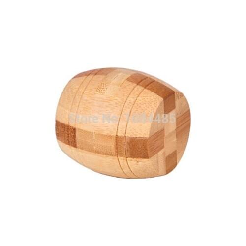 Classic Barrel-shaped IQ Bamboo Interlocking Burr Puzzle Size 4.5*4.5 CM