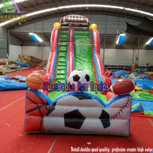 Children Inflatable Football School Sport Field Slide Fun Jumps, Interactive Bouncy Slide Game