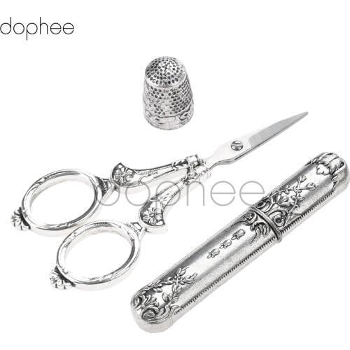 Dophee 1 set Sewing Tools Sewing Kit Scissors Thimble Needle Case DIY Sewing Tools for Embroidery Cross Stitch Crewel Craft