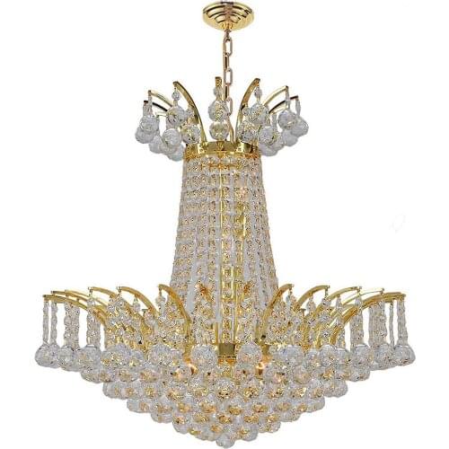 Traditional Luxury Top Crystal Ball Chandelier Light LED Vintage Empire Golden Frame Suspension Hanging Lamp Art Deco Home Hotel