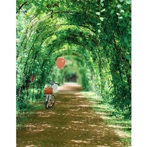 5x7ft Green Leaves Road Bicycle Balloon Photography Backdrops Photo Props Studio Background