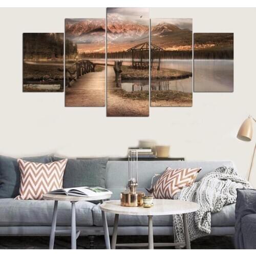 Canvas Poster Wall Art Framework Home Decor 5 Pieces Beautiful Woman With Flower Wreath Watercolor Paintings HD Prints Pictures