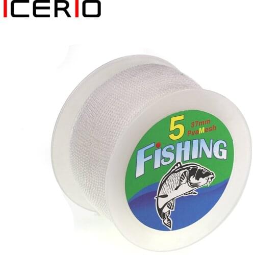 ICERIO 5m/reel Carp Fishing 25/38/47mm PVA Mesh Refill for Hook Bait Feeder Stocking Boillie Rigging Bag