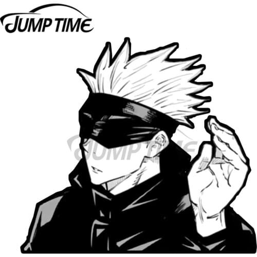 JumpTime 13 x 10.5cm Satoru Gojo Funny Car Stickers Personality Air Conditioner Bumper Waterproof Scratch-Proof Windows Decals